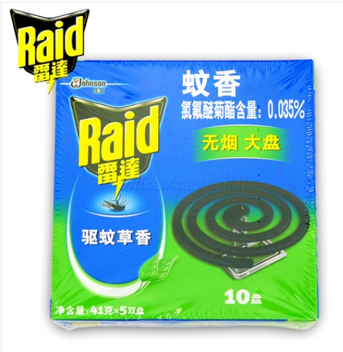 雷达 大盘无烟蚊香 驱蚊草香型 41g*5双盘
