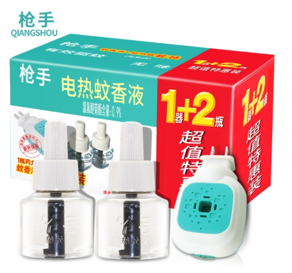 枪手 电蚊香液套装 无味蚊香液45ml*2+电蚊香液加热...
