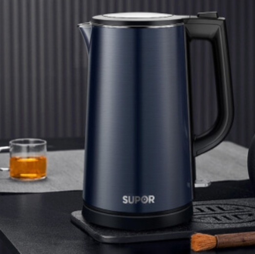 苏泊尔（SUPOR）电水壶 双层防烫烧水壶热水壶 全钢无...