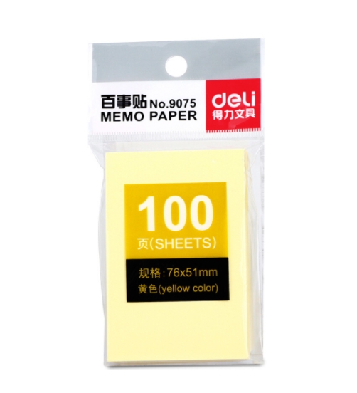 得力 9075 便条纸 便签纸 带粘贴记录纸 76*51...