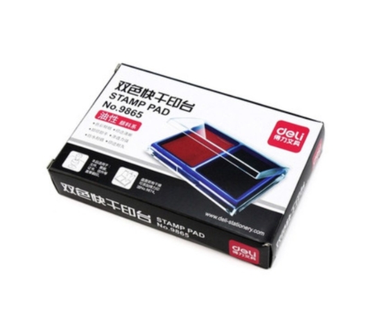 得力 印台 9865 双色红蓝 办公用品 财务盖章