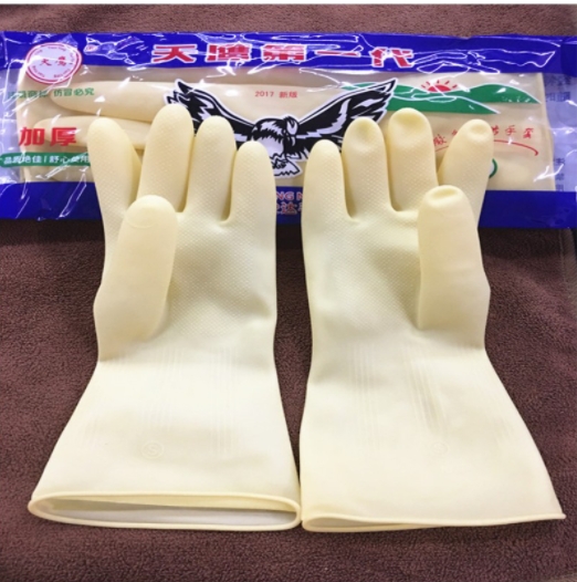 天鹰牌 100g 第一代防水橡胶手套 加厚耐酸碱 乳白色