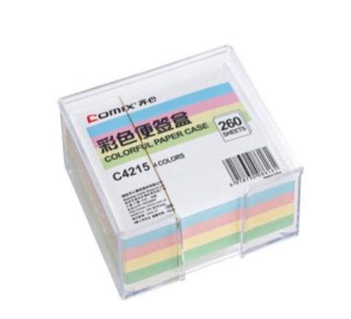 齐心 C4215 彩色便签盒 配纸94*87mm  透明