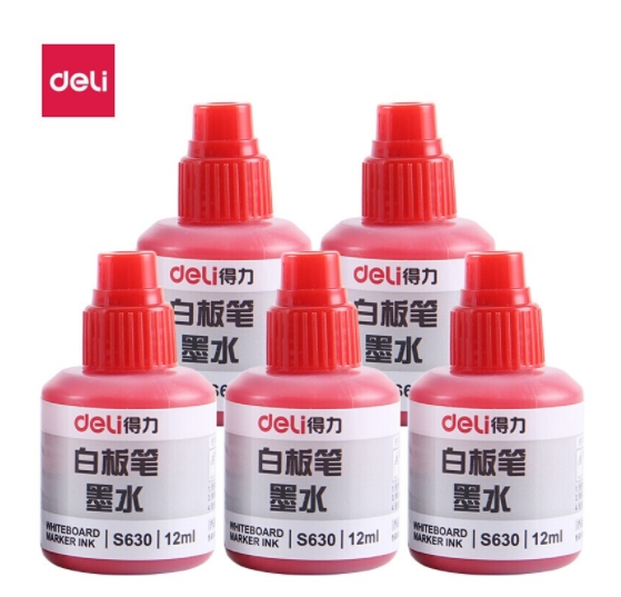 得力 可加墨水白板笔补充液 S630 红色墨水