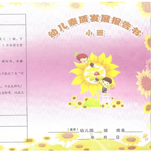 幼儿素质发展报告书小班18*26cm（1000张起订）